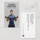 体重を持ち上げる筋肉質の男 | パーソナルトレーナー 名刺 (正面/裏面)