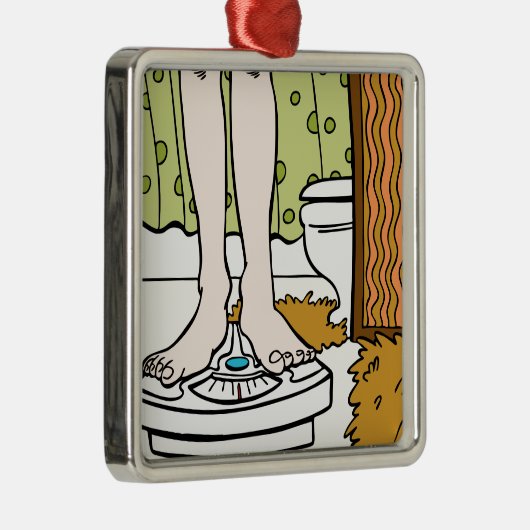 体重計の漫画に立つ足 メタルオーナメント (右)