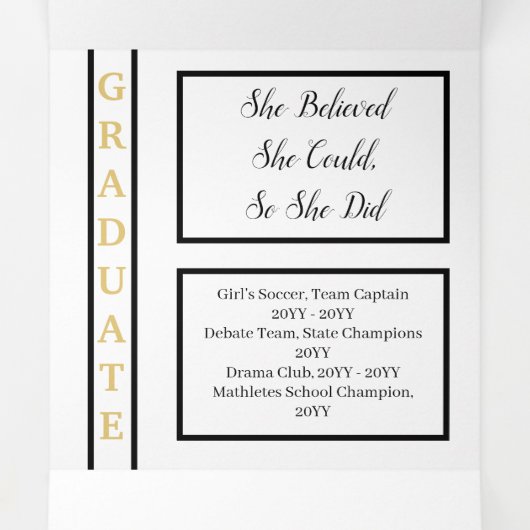 体重 |金ゴールドエレガントクラス8の写真卒業 三つ折り案内状 (内部中)