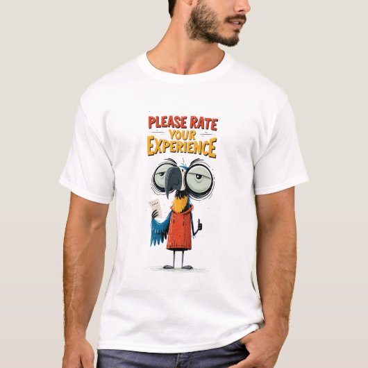 体験を評価してください 面白いハゲタカの顧客 Tシャツ (正面)