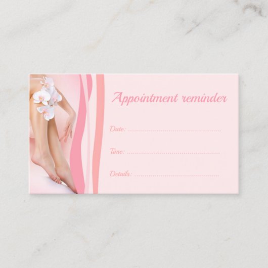 体Waxingソフトスキンスパ次回の訪問リマインダーカード 名刺 (正面)