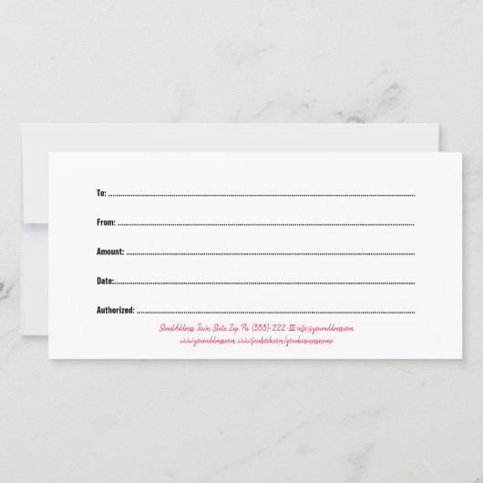 体WXINGギフト証明書はっきりしたピンクレタリング サンキューカード (裏面)