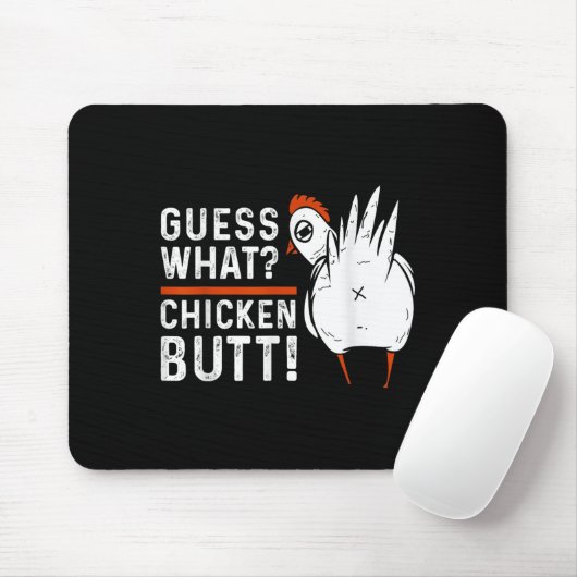 何おもしろいの鶏のお尻だ!ホワイトデザインS マウスパッド (マウス)