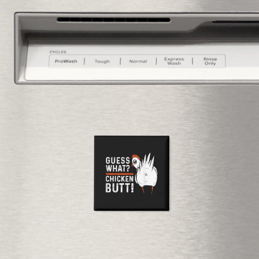 何おもしろいの鶏のお尻だ!ホワイトデザインS マグネット (インサイチュ (食洗機))