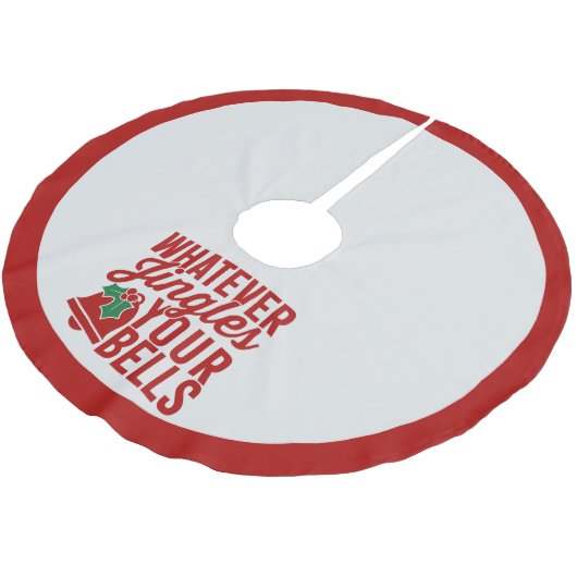 何おもしろいもJinglesあなたのベル引用文赤いクリスマス ブラッシュドポリエステルツリースカート (アングル)