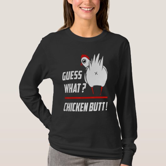 何おもしろいチキンお尻フおもしろいァームチキンB Tシャツ (正面)