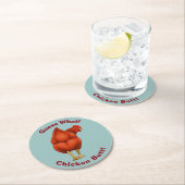 何おもしろいチキンお尻レッドヘン ラウンドペーパーコースター (インサイチュ)