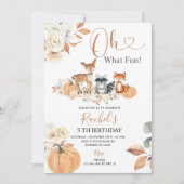 何おもしろい秋ウッドランドパンプキン誕生日 招待状 (正面)