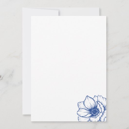 何お洒落か青いフローラブライダルシャワー 招待状 (裏面)