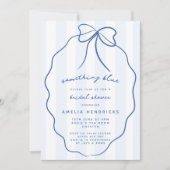 何お洒落名門私立校風のか青いブライダルシャワー 招待状 (正面)