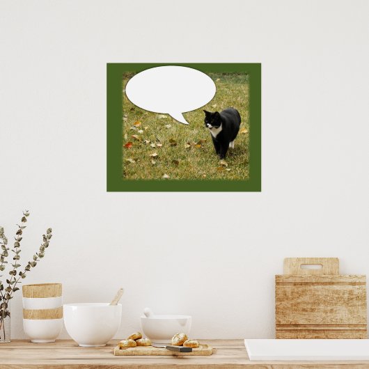 何かおもしろい子猫の吹き出しを言う ポスター (キッチン)
