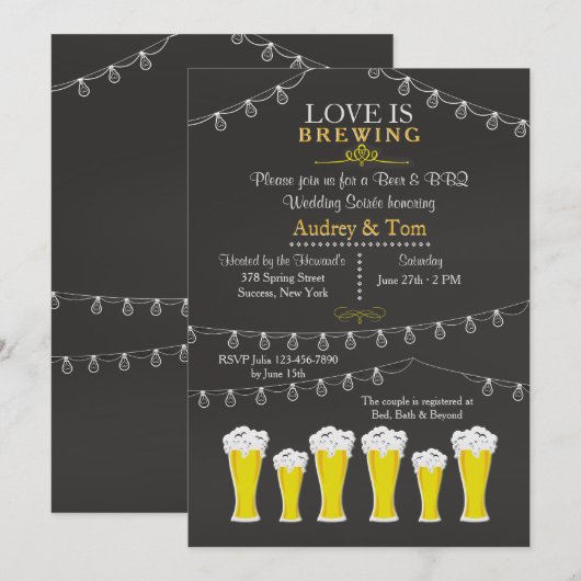 何かが brewing 結婚披露宴への招待状 招待状 (正面/裏面)