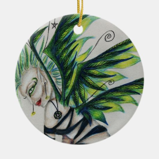 何かのユニークで及び珍しい円形のオーナメント セラミックオーナメント (正面)