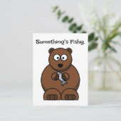 何かの怪しい茶色のおもしろいクマの漫画 ポストカード (スタンド正面)