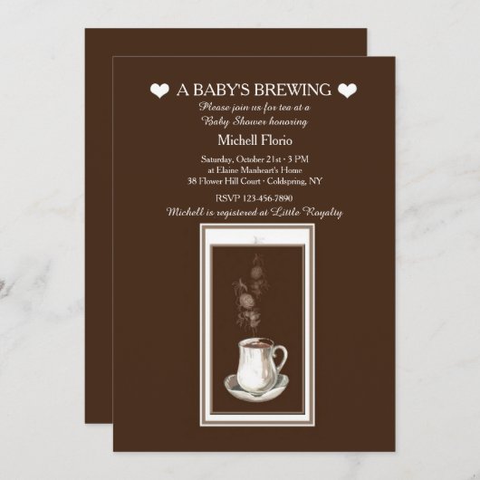 何かの醸造ティー(またはコーヒー)パーティの招待状 招待状 (正面/裏面)