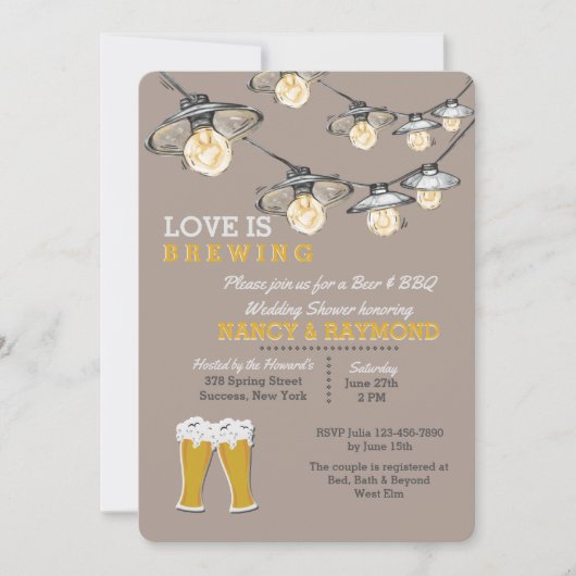 何かは2つのウェディングシャワーの招待状を醸造しています 招待状 (正面)