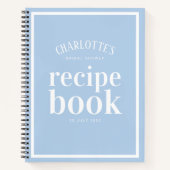 何かわいらしか青いブライダルシャワーレシピ本 ノートブック (正面)
