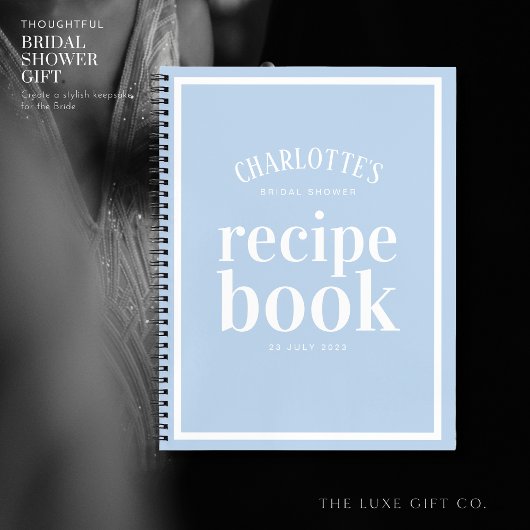 何かわいらしか青いブライダルシャワーレシピ本 ノートブック