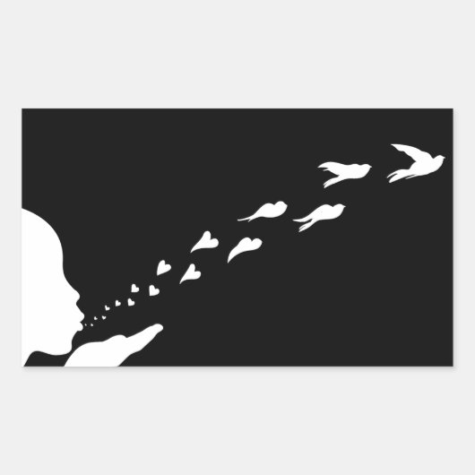 何かを愛したら、それを自由に置いて下さい 長方形シール (正面)