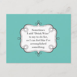 何かを達成するためにTo Doリストでワインを飲む ポストカード