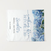 何かエレガントブルーアジサイブライダルシャワー タペストリー (正面(横))