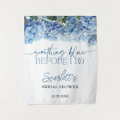 何かエレガントブルーアジサイブライダルシャワー タペストリー (正面)