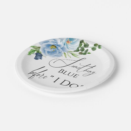 何かエレガント青いブライダルシャワーへようこそ ペーパープレート (アングル)
