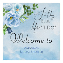 何かエレガント青いブライダルシャワーへようこそ