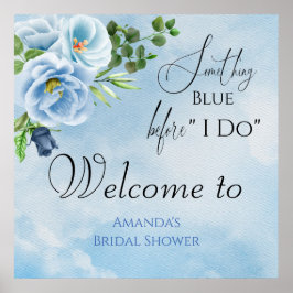何かエレガント青いブライダルシャワーへようこそ ポスター