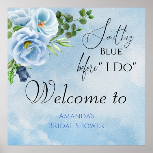 何かエレガント青いブライダルシャワーへようこそ ポスター (正面)