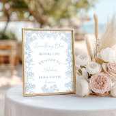 何かエレガント青いブライダルシャワーへようこそ ポスター