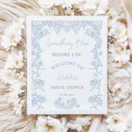 何かエレガント青いブライダルシャワーへようこそ ポスター