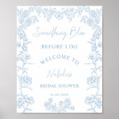 何かエレガント青いブライダルシャワーへようこそ ポスター (正面)