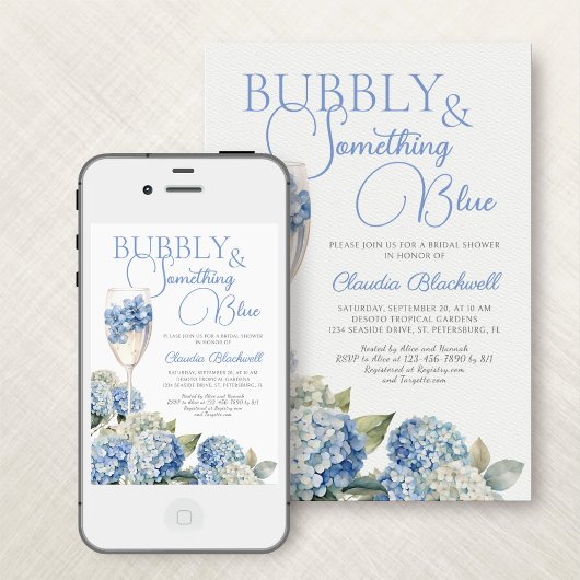 何かブルーアジサイのブライダルシャワー招待 招待状
