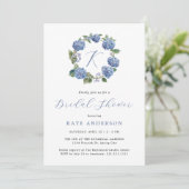 何かブルーアジサイのモノグラムブライダルシャワー 招待状 (スタンド正面)