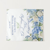 何かブルーアジサイブライダルシャワー背景 タペストリー (正面(横))