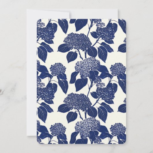 何かブルーアジサイモダンブライダルシャワー 招待状 (裏面)