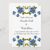 何かブルーウェディング招待状 招待状 (正面/裏面)