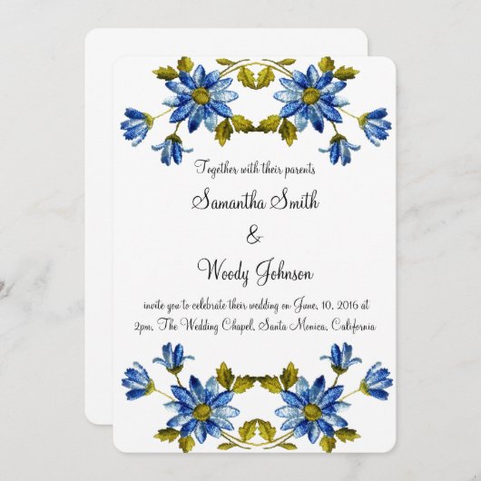 何かブルーウェディング招待状 招待状 (正面/裏面)