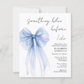 何かブルーウォーターカラーボウブライダルシャワー招待状 (正面)