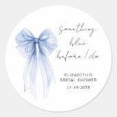 何かブルーウォーターカラーボウブライダルシャワー ラウンドシール (正面)