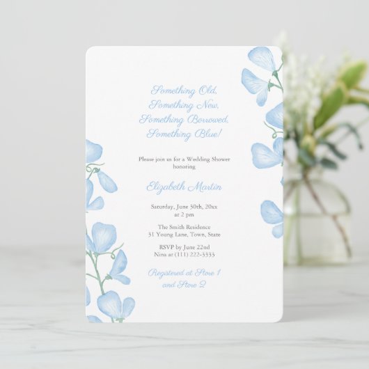 何かブルーサマーフローラブライダルシャワーパーティー 招待状 (スタンド正面)