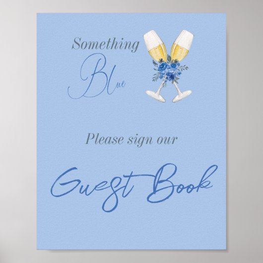 何かブルーシャンパンフローラブライダルシャワー本 ポスター (正面)