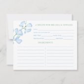 何かブルースイートピーブライダルシャワーレシピカード 招待状 (正面)