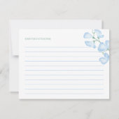 何かブルースイートピーブライダルシャワーレシピカード 招待状 (裏面)