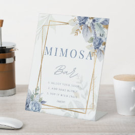 何かブルーダスティシャワーミモザバーサインのポスター 台座サイン