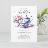 何かブルートイルバラシックなブライダルティーシャワー 招待状 (スタンド正面)