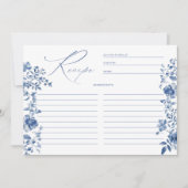 何かブルートワールフローラブライダルシャワーレシピ 招待状 (正面)