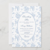 何かブルートワールフローラヴィンテージブライダルシャワー 招待状 (正面)
