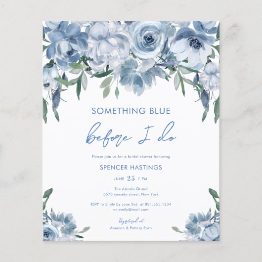 何かブルーバジェットブライダルシャワー招待 (正面)